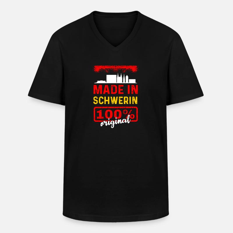 Schwerin - Männer-T-Shirt mit V-Ausschnitt - Schwarz