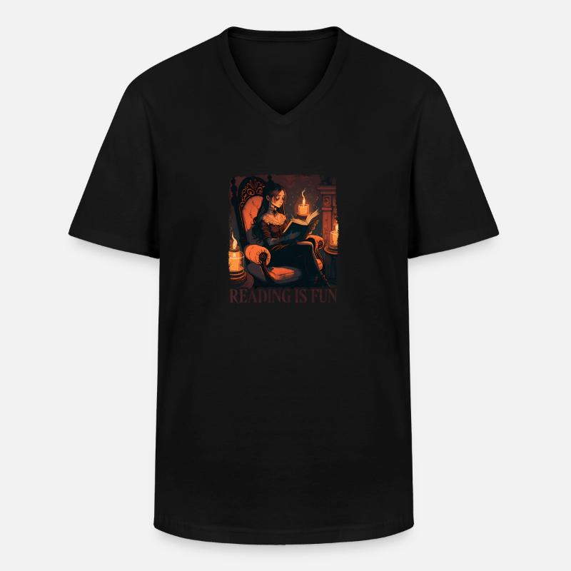 Reading is Fun Goth - Männer-T-Shirt mit V-Ausschnitt - Schwarz