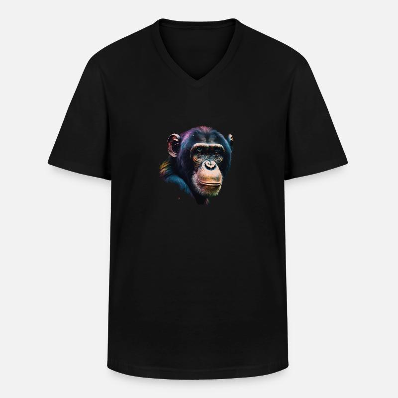 Schimpansen Affe Porträt - Männer-T-Shirt mit V-Ausschnitt - Schwarz