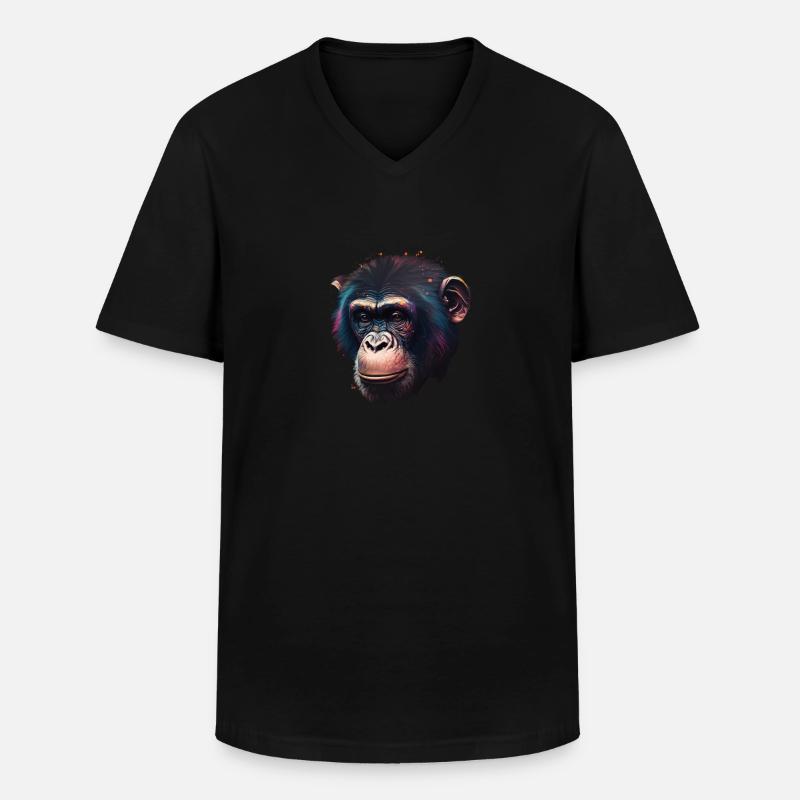 Schimpansen Affe Porträt - Männer-T-Shirt mit V-Ausschnitt - Schwarz