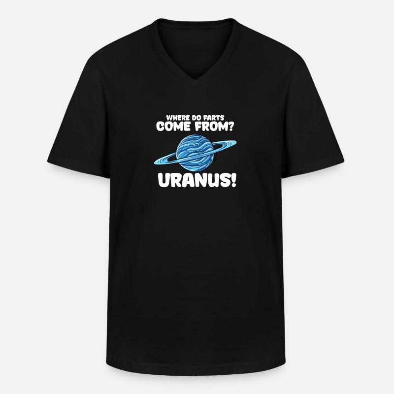 Uranus - Männer-T-Shirt mit V-Ausschnitt - Schwarz