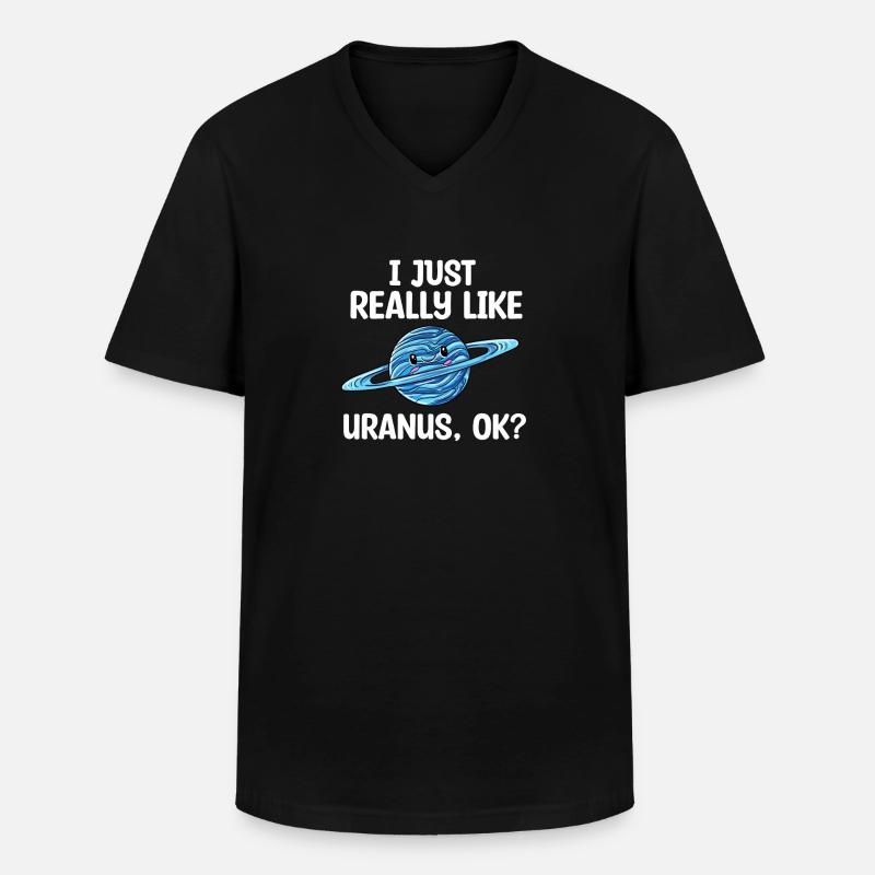 Uranus - Männer-T-Shirt mit V-Ausschnitt - Schwarz