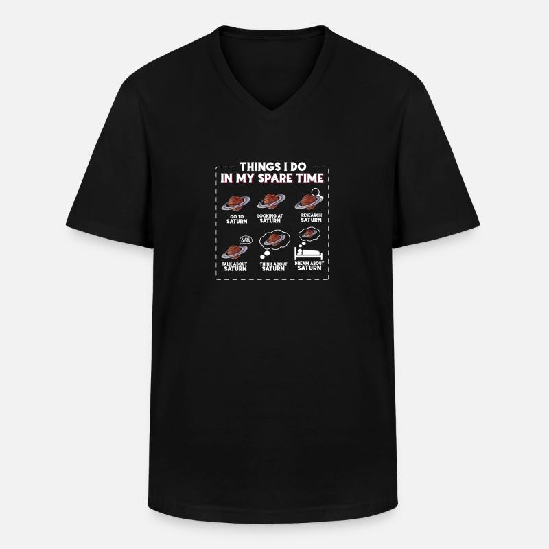 Saturn - Männer-T-Shirt mit V-Ausschnitt - Schwarz
