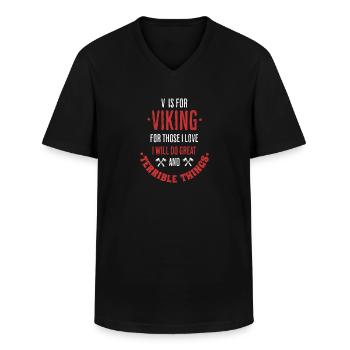 Wikinger Geschenk Spruch Nordmann - Männer-T-Shirt mit V-Ausschnitt - Schwarz - Vorne - AI Model Male 178 dark (178cm)