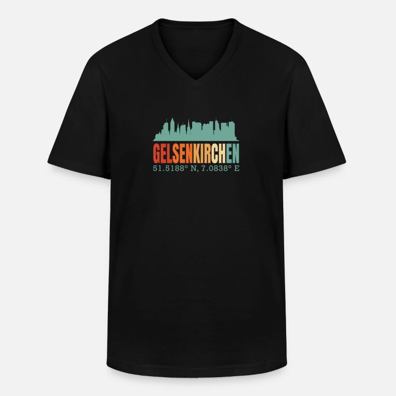 Gelsenkirchen - Männer-T-Shirt mit V-Ausschnitt - Schwarz