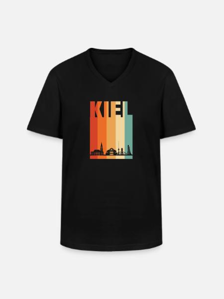 Kiel - Männer-T-Shirt mit V-Ausschnitt - Schwarz