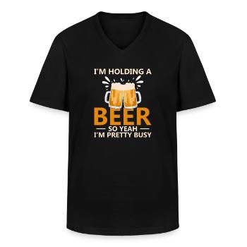 Lustiger Bier Spruch Bier Trinker - Männer-T-Shirt mit V-Ausschnitt - Schwarz - Vorne - AI Model Male 178 dark (178cm)