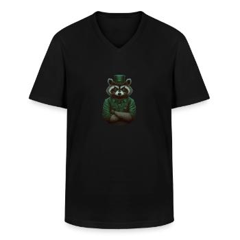 Raton laveur St. Patty - T-shirt col V Homme - noir - Devant - AI Model Male 178 dark (178cm)