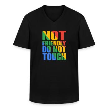 Pas amical, ne touchez pas 17 - T-shirt col V Homme - noir - Devant - AI Model Male 178 dark (178cm)