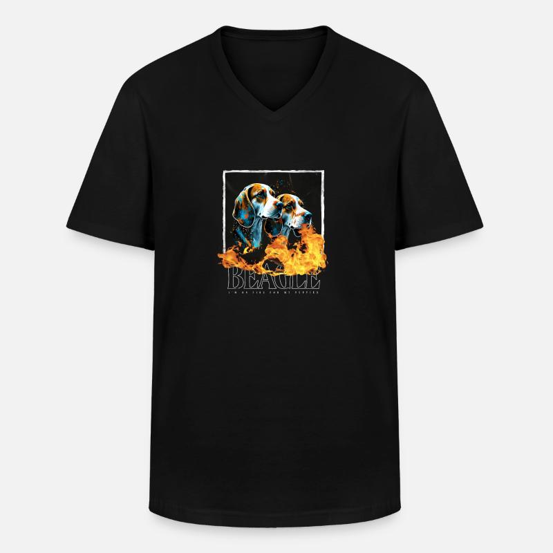 Beagle Bild Portrait - Männer-T-Shirt mit V-Ausschnitt - Schwarz
