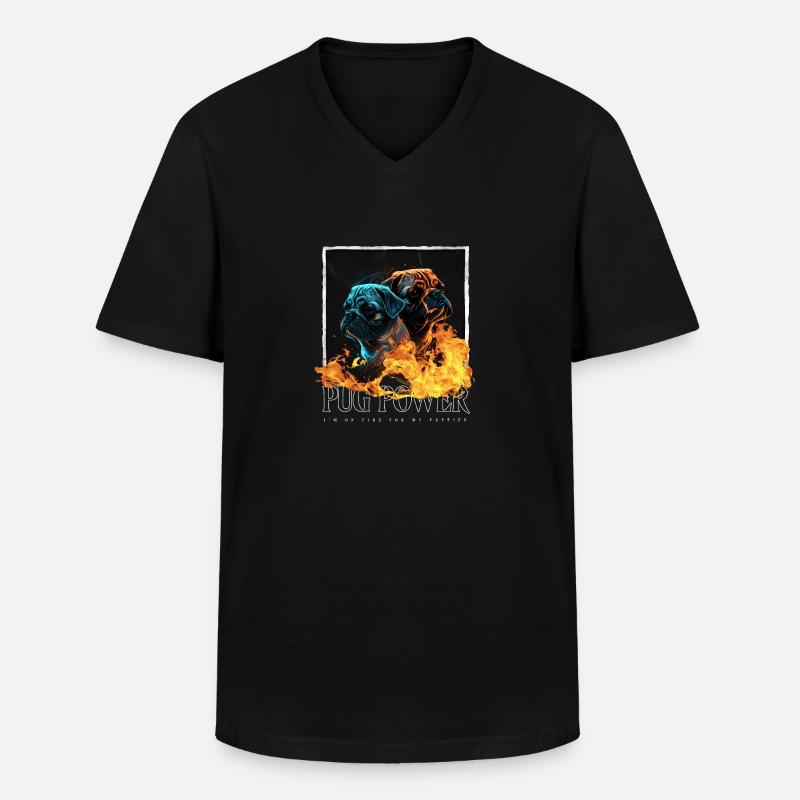 Mops Portrait - Männer-T-Shirt mit V-Ausschnitt - Schwarz