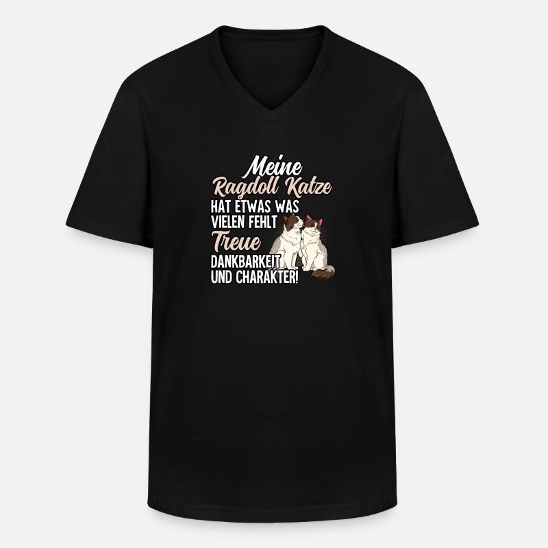 Ragdoll Katze - Männer-T-Shirt mit V-Ausschnitt - Schwarz