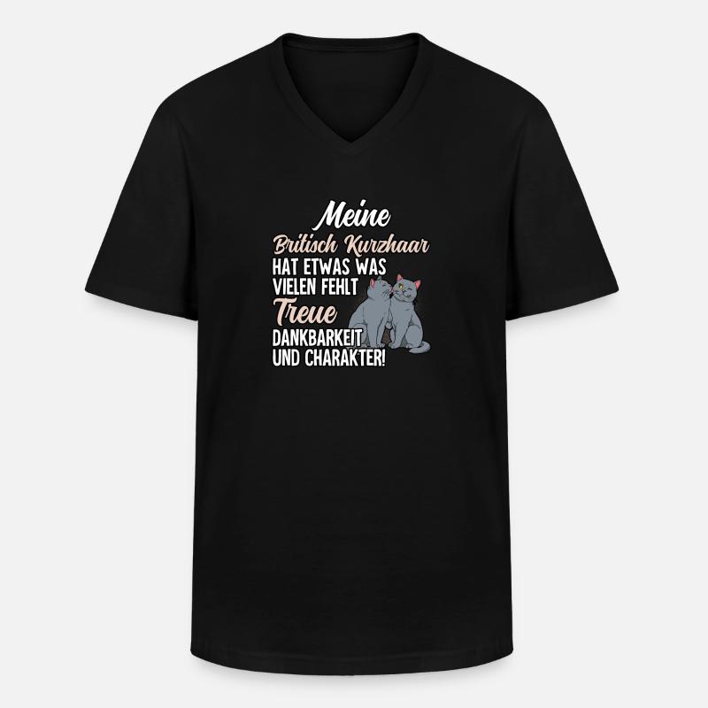 Britisch Kurzhaar Katze - Männer-T-Shirt mit V-Ausschnitt - Schwarz
