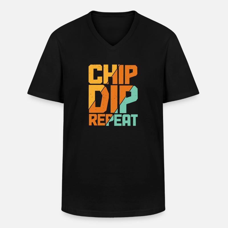 Chip Dip Repeat 11 - Männer-T-Shirt mit V-Ausschnitt - Schwarz