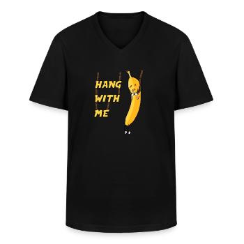 Hang out with me - Banana - Men's V-Neck T-Shirt - black - Front - AI Model Male 178 dark (178cm)