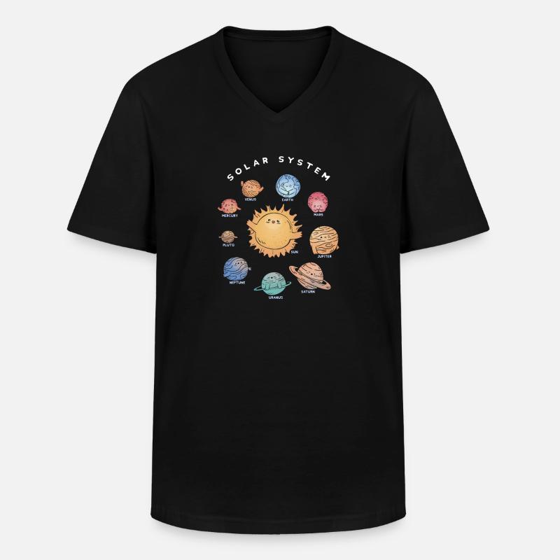 Unser Solarsystem - Universum - Männer-T-Shirt mit V-Ausschnitt - Schwarz