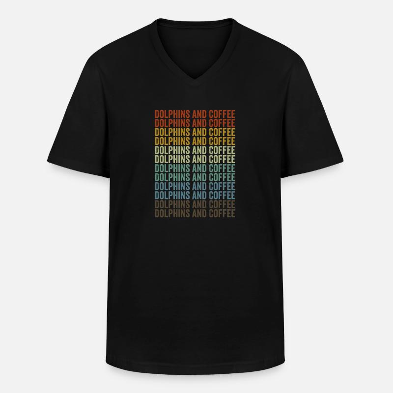 Delphine und Kaffee Delphin-Kaffee - Männer-T-Shirt mit V-Ausschnitt - Schwarz