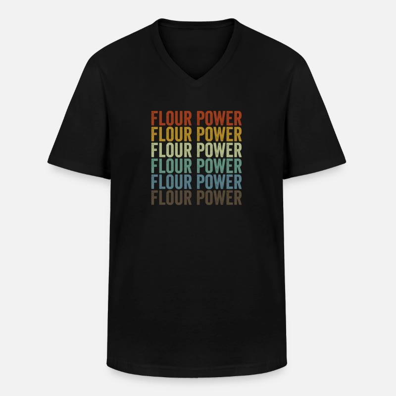 Mehl Power Backen Chef Bäcker - Männer-T-Shirt mit V-Ausschnitt - Schwarz