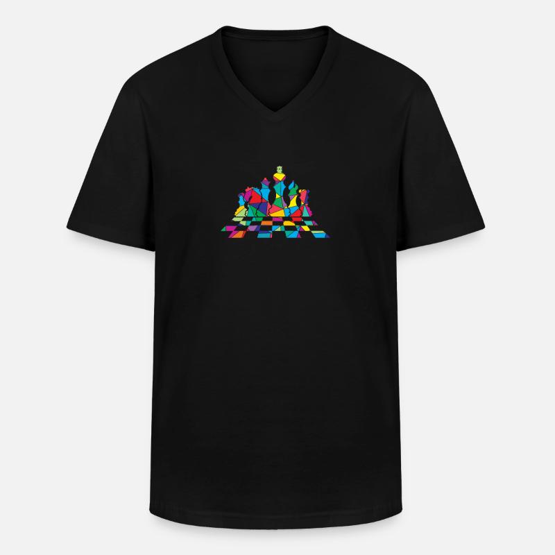 Low Poly Tischspiel Polygon Schach - Männer-T-Shirt mit V-Ausschnitt - Schwarz