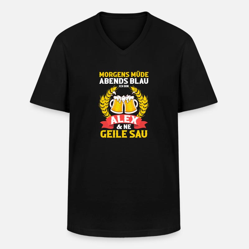 Alex - Männer-T-Shirt mit V-Ausschnitt - Schwarz