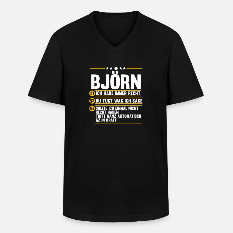 Björn - Männer-T-Shirt mit V-Ausschnitt - Schwarz