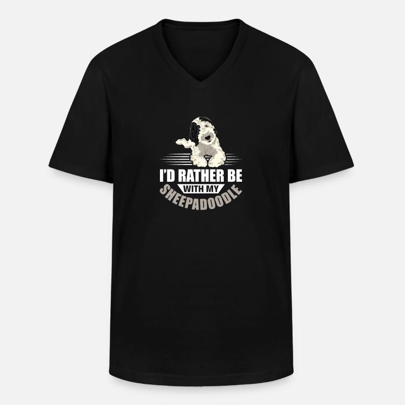 Sheepadoodle Doodle Hund - Männer-T-Shirt mit V-Ausschnitt - Schwarz