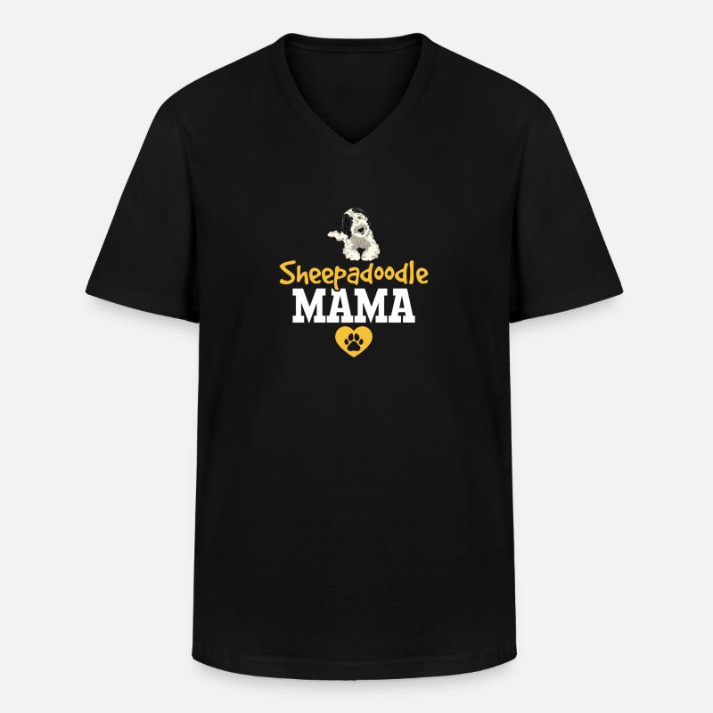 Sheepadoodle Doodle Hund - Männer-T-Shirt mit V-Ausschnitt - Schwarz