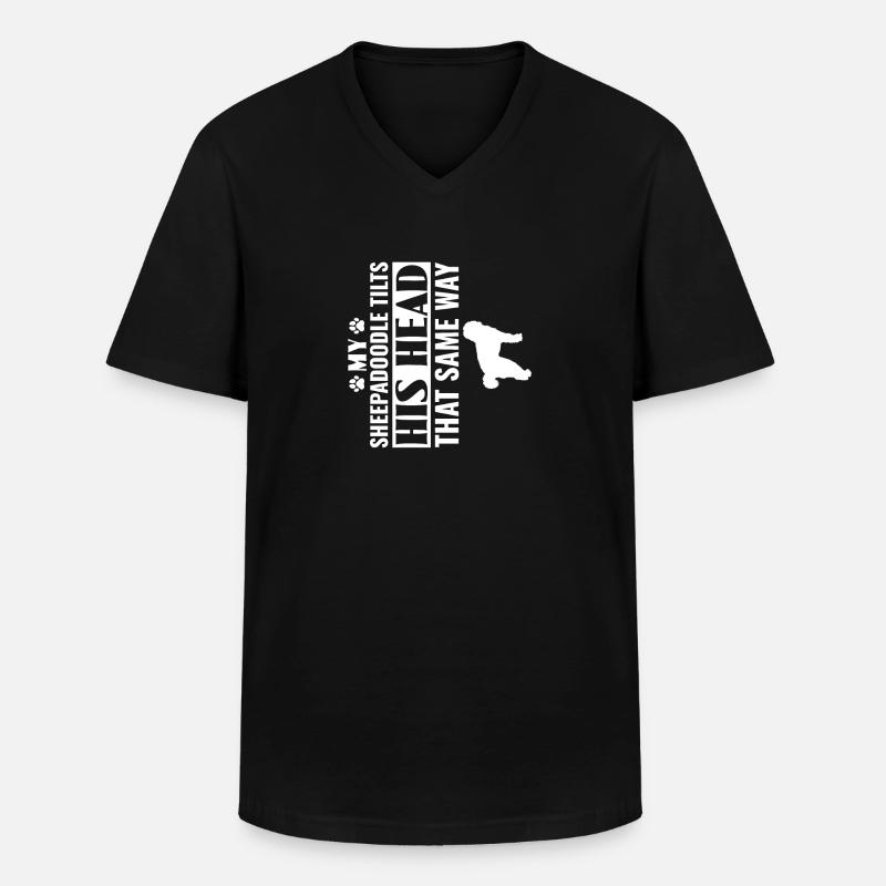 Sheepadoodle Doodle Hund - Männer-T-Shirt mit V-Ausschnitt - Schwarz