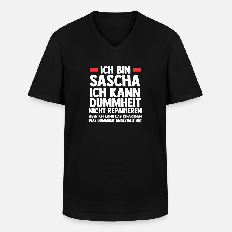 Sascha - Männer-T-Shirt mit V-Ausschnitt - Schwarz