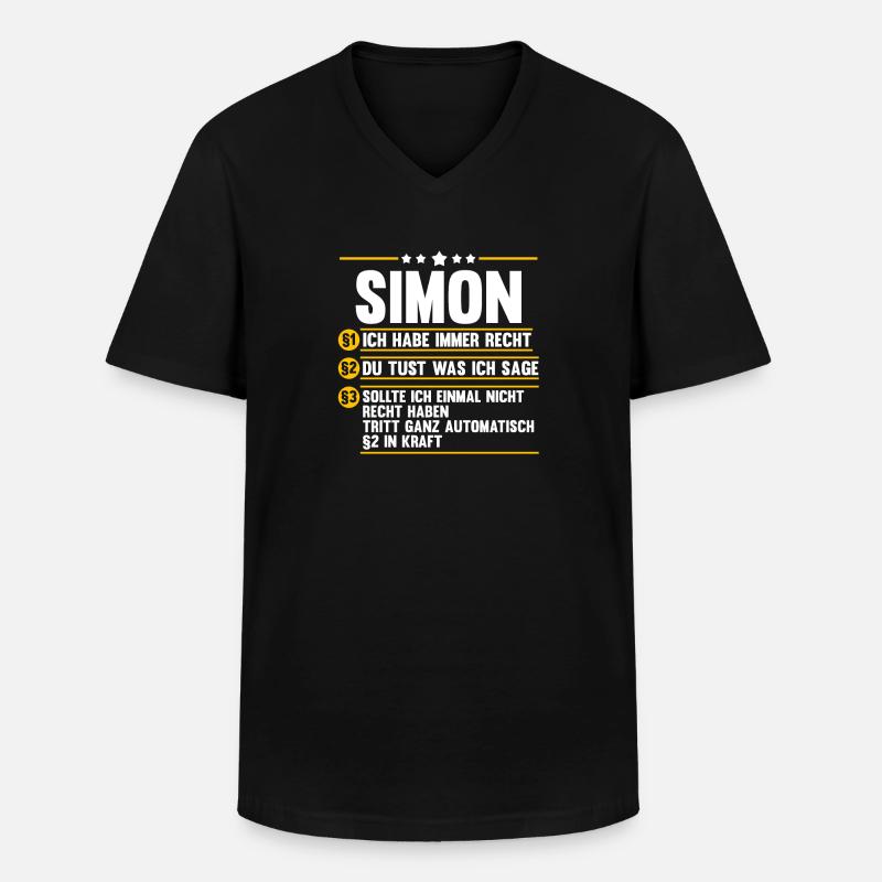 Simon - Männer-T-Shirt mit V-Ausschnitt - Schwarz