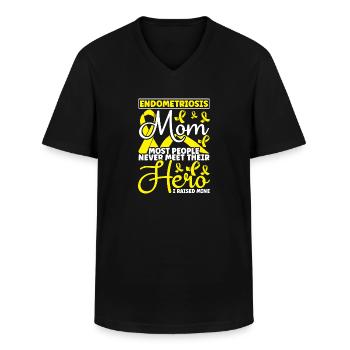 Endométriose - T-shirt col V Homme - noir - Devant - AI Model Male 178 dark (178cm)