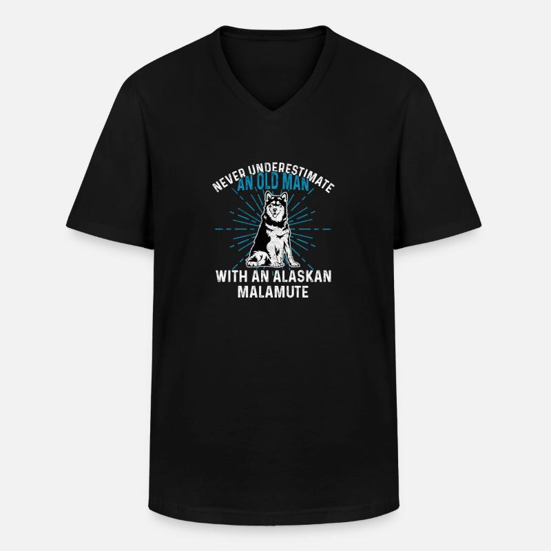 Alaskan Malamute Hund - Männer-T-Shirt mit V-Ausschnitt - Schwarz