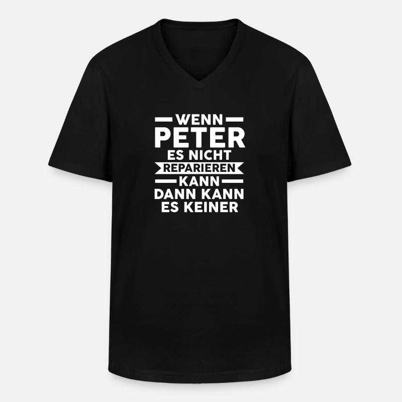Peter - Männer-T-Shirt mit V-Ausschnitt - Schwarz