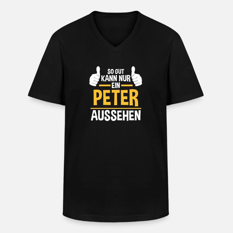 Peter - Männer-T-Shirt mit V-Ausschnitt - Schwarz