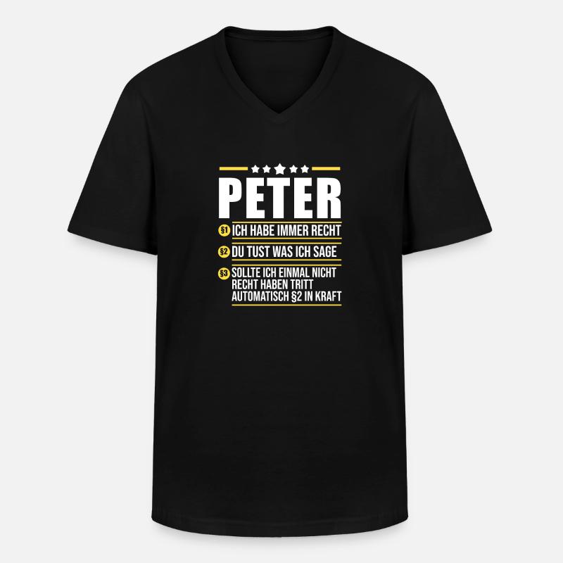 Peter - Männer-T-Shirt mit V-Ausschnitt - Schwarz