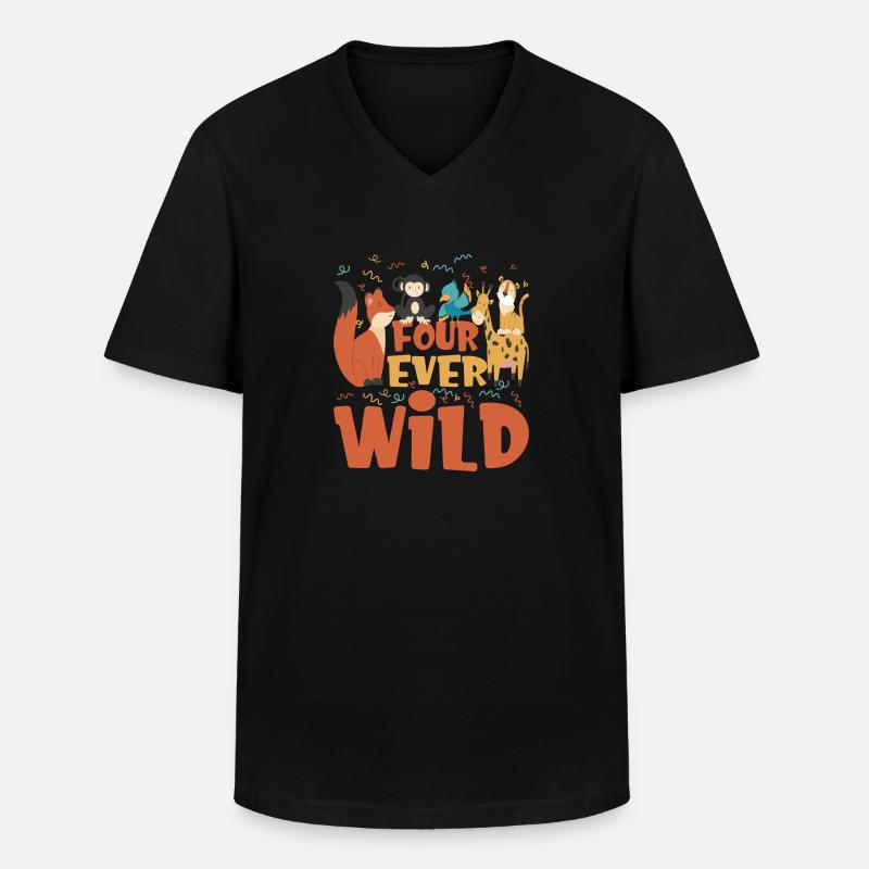 Four Ever Wild 47 - Männer-T-Shirt mit V-Ausschnitt - Schwarz