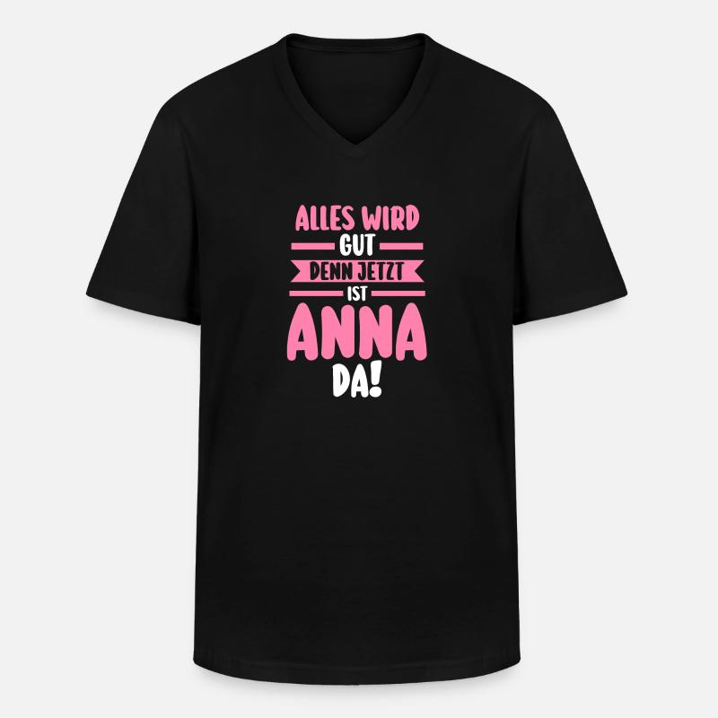 Anna - Männer-T-Shirt mit V-Ausschnitt - Schwarz