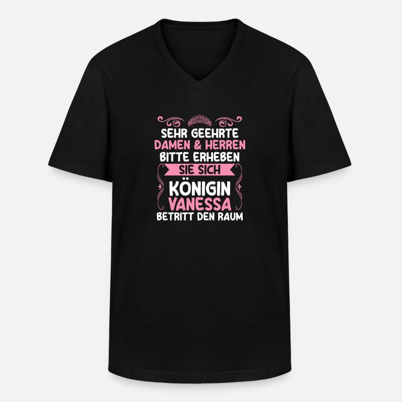 Vanessa - Männer-T-Shirt mit V-Ausschnitt - Schwarz