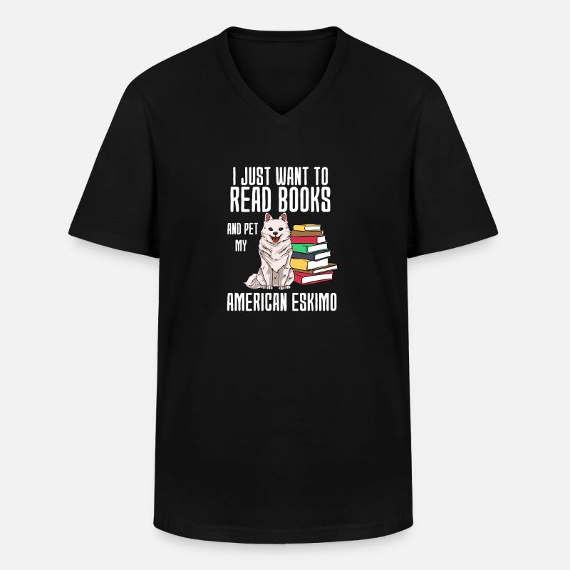 American Eskimo - Männer-T-Shirt mit V-Ausschnitt - Schwarz