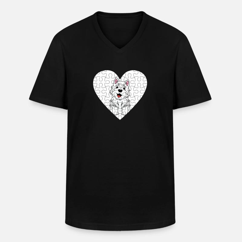 West highland terrier - Männer-T-Shirt mit V-Ausschnitt - Schwarz