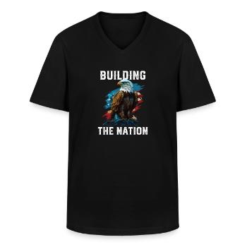 Building the Nation American Bald Eagle America - Männer-T-Shirt mit V-Ausschnitt - Schwarz - Vorne - AI Model Male 178 dark (178cm)