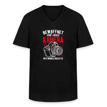 Kamera Fotokamera Kamera Geschenk Fotograf Künstle - Männer-T-Shirt mit V-Ausschnitt - Schwarz - Vorne - AI Model Male 178 dark (178cm)