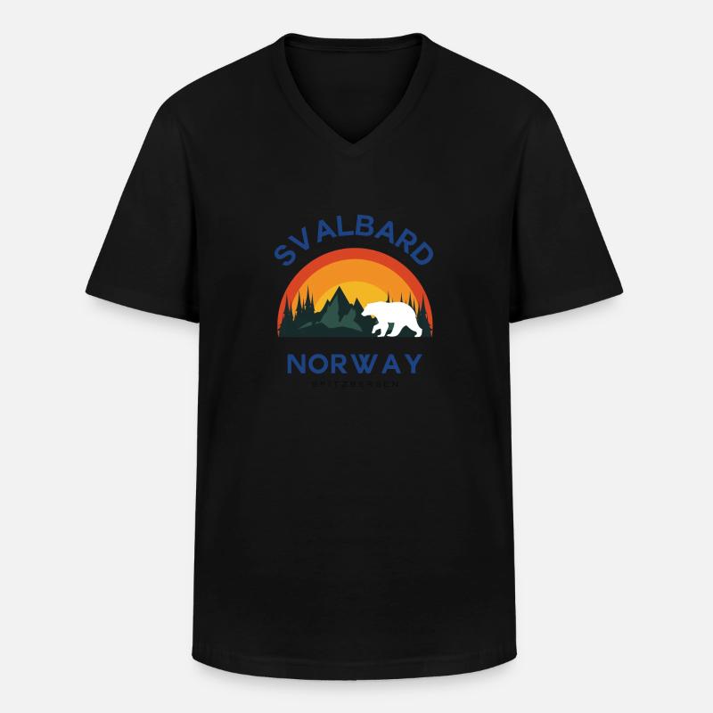 Spitzbergen Design Norwegen Svalbard - Männer-T-Shirt mit V-Ausschnitt - Schwarz