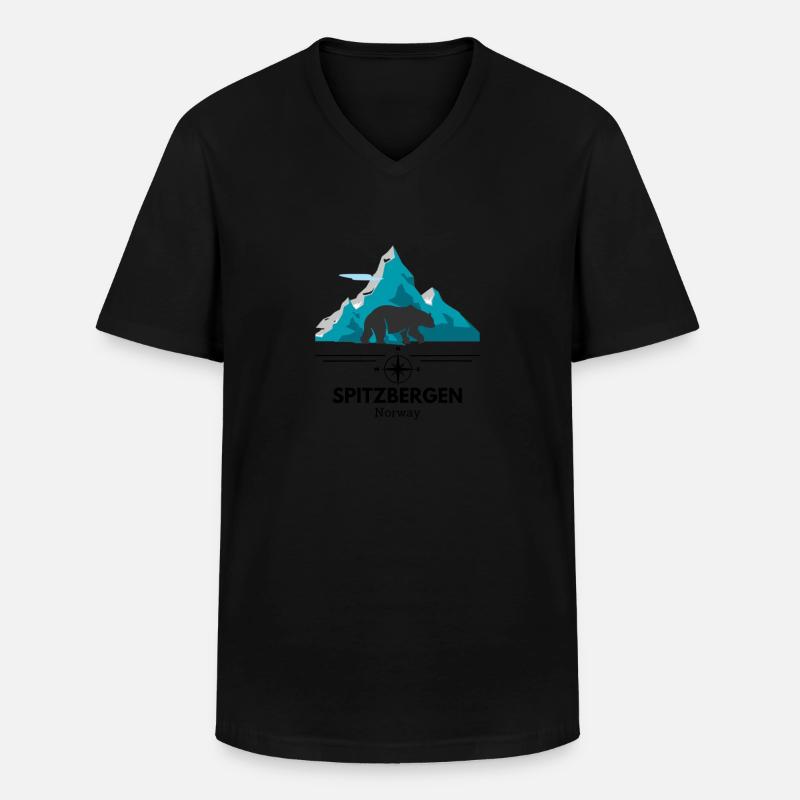 Norway Spitzbergen Design - Männer-T-Shirt mit V-Ausschnitt - Schwarz