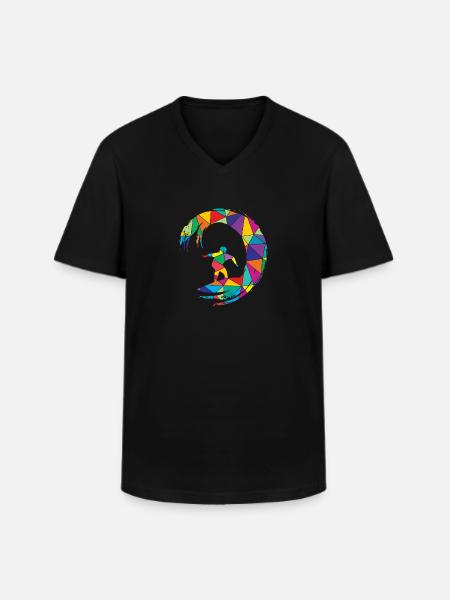 Surfeur Polygone Surfeurs - T-shirt col V Homme - noir