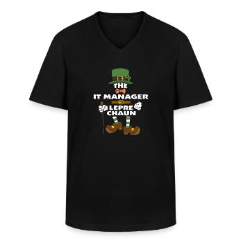 Le lutin du responsable informatique de la Saint-Patrick - T-shirt col V Homme - noir - Devant - AI Model Male 178 dark (178cm)