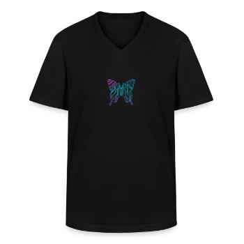 Cyber Aesthetic Butterfly Retro Futurism Vaporwave - Männer-T-Shirt mit V-Ausschnitt - Schwarz - Vorne - AI Model Male 178 dark (178cm)