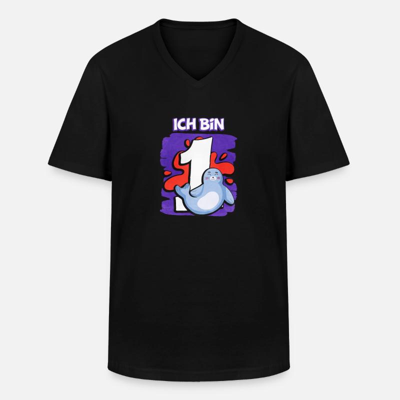 Ich Bin 1 Robbe - Männer-T-Shirt mit V-Ausschnitt - Schwarz
