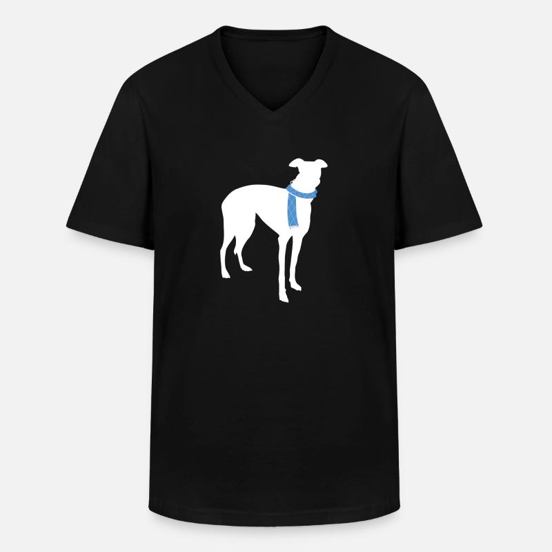 Whippet - Männer-T-Shirt mit V-Ausschnitt - Schwarz