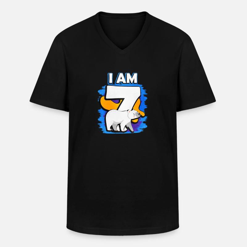 Ich Bin 7 Eisbär - Männer-T-Shirt mit V-Ausschnitt - Schwarz